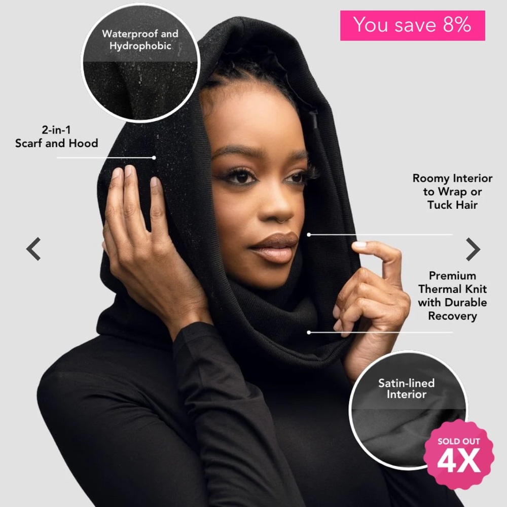 Black Satin-Lined Scarf and Hood